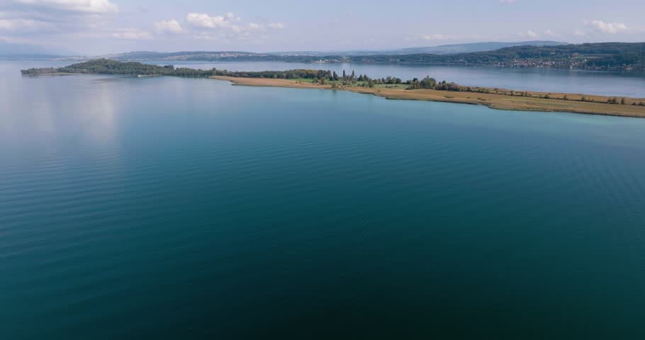 Aerial view of the Lake Biel, Switzerland. 
