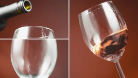Rose wine in a glass on an amber background. Slow motion. - Powered by Shutterstock - Get 15% off with code: PIKWIZARD15