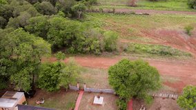 Drone view of a family country house in Pindapoy, Misiones, Argentina