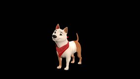 Happy dog dancing in joy animation video with transparent background