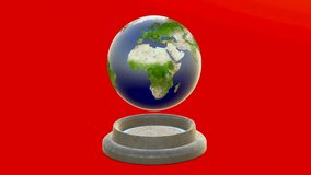 World in Motion: 3D Rotating Earth Model Loop on a Red Screen Background - 3D Model Of Earth Rotating Video 