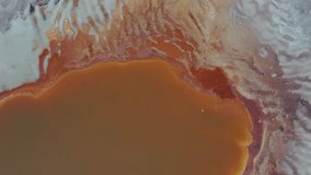 Aerial video from above over the Dead Sea in a variety of special colors created from sinkholes. Israel