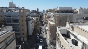 Aerial video of the streets of Tel Aviv Israel
