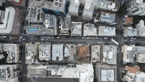 Aerial video of streets in Tel Aviv in the afternoon. Israel