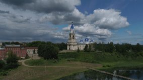 View of the ancient Resurrection Cathedral on a July day. Kashin, Russia