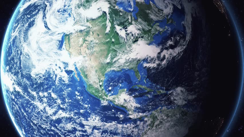 Earth zoom in from space and focus on Gulfport, Mississippi, USA. 3D Animation. Background for travel intro.