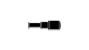 Black Spyglass telescope lens icon isolated on white background. Sailor spyglass. 4K Video motion graphic animation.