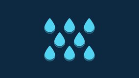 Blue Water drop icon isolated on blue background. 4K Video motion graphic animation.