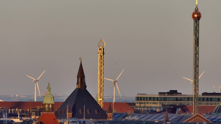 Copenhagen, Denmark The skyline of the capital at sunset. 