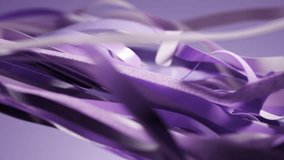 Abstract 3d render animation motion design purple violet silk ribbons stripes cloth satin fabric lines waving fluttering textile fashion fabric business presentation school background screen wallpaper