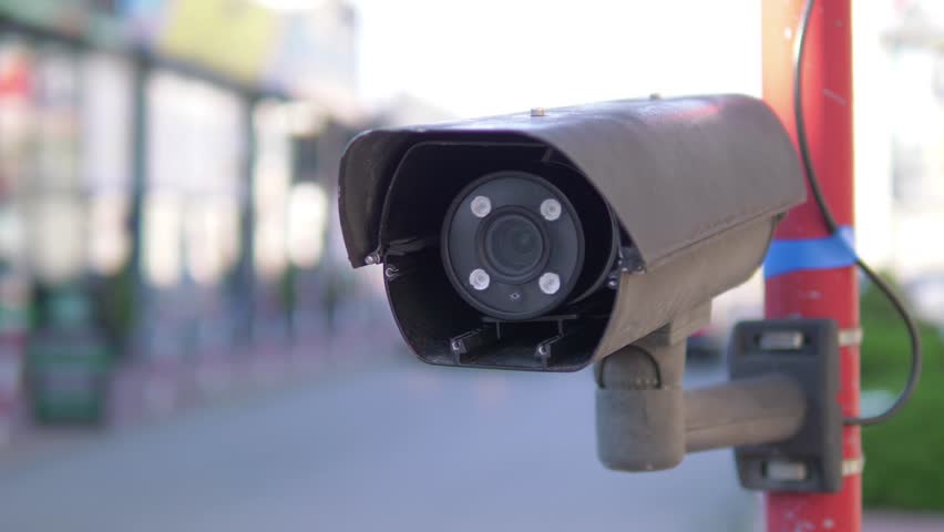 Security cameras in the city in 4k slow motion 60fps Royalty-Free Stock Footage #1102913431