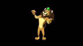 Circus lion playing and juggling balls 3d animation video