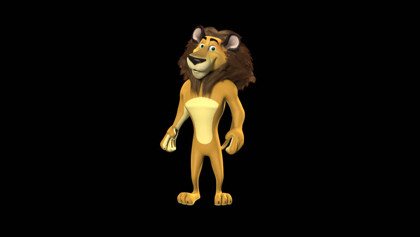 Happy lion dancing joyfully. A friendly lion pet dance. Alpha loop video. 