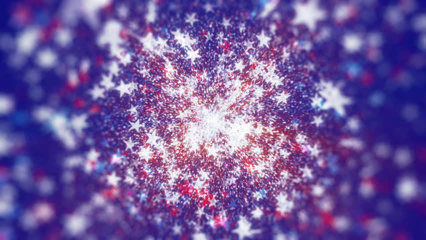 Red, white and blue stars confetti background with a loopable section between 10 and 20 seconds. For USA Fourth of July American Independence Day and patriotic celebrations.