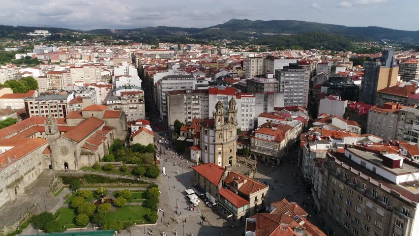 Aerial View of The Peregrina Church in Pontevedra Galicia Spain