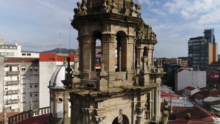 Aerial View of The Peregrina Church in Pontevedra Galicia Spain