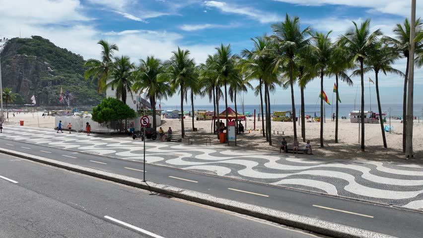 Coast Avenue At Copacabana Beach Rio De Janeiro Brazil. Seascape Scenics Nature. Shore Film Beach Sea. Shore Drone View Beach City Panoramic. Shore Sea Ocean Bay. Copacabana Beach Rio de Janeiro. Royalty-Free Stock Footage #1102930003
