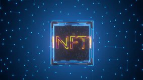 The appearance of the cubes inscription is not a fungible token. NFT letters in a rotating cube. Neon 3D rendering. - Powered by Shutterstock - Get 15% off with code: PIKWIZARD15