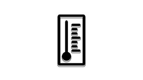 Black Meteorology thermometer measuring heat and cold icon isolated on white background. Thermometer equipment showing hot or cold weather. 4K Video motion graphic animation.