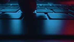 Close up of hands typing and coding on laptop keyboard. Digital innovation protection technology. Futuristic network server background. Blockchain crypto developer and binary program code concept - Powered by Shutterstock - Get 15% off with code: PIKWIZARD15