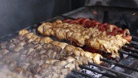 Learn How to Grill Skewered Meat on Charcoal Grill - Tutorial Videos