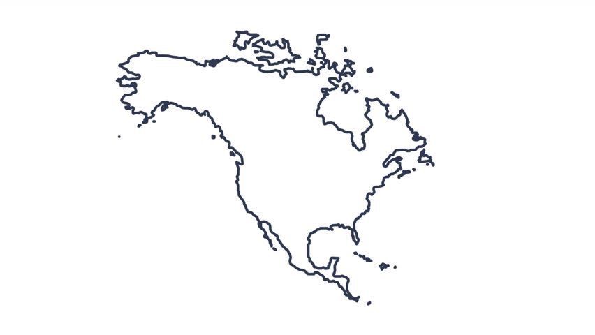 Map of North America. Animation of the tourism route, alpha channel is enabled. Cartoon