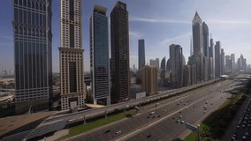 Video about Sheikh Zayed Road with skyscrapers in the background in Downtown Dubai