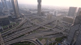 Video of an intersection on Sheikh Zayed Road in the evening  Dubai, United Arab Emirates