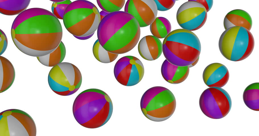 Colorful Beach Balls falling slow motion animation Royalty-Free Stock Footage #1102944817