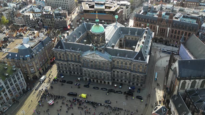 Aerial view of The Royal Palace (Koninklijk Paleis van Amsterdam), Netherlands