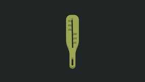 Green Medical thermometer for medical examination icon isolated on black background. 4K Video motion graphic animation.