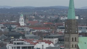 Bielefeld, city in Germany. Landscape panorama of Europe from above. 
