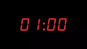 Simple Red and Black 60 seconds (1 minute) digital alarm clock countdown timer. Red color digits on black colour display with no milliseconds. - Powered by Shutterstock - Get 15% off with code: PIKWIZARD15