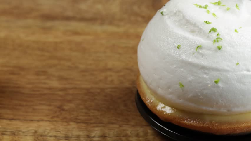 lemon meringue pie, close-up, on a table