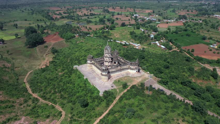 An Aerial Shot of Lakshmi Narayan Temple at Orchha, Madhya Pradesh, India
