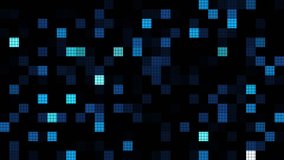 Seamless Loop  Blue Pixel LED digital grid lights animation on black abstract background. Bright floodlights flashing computer technology lights.Abstract futuristic light blue pixelated tiles mosaic - Powered by Shutterstock - Get 15% off with code: PIKWIZARD15