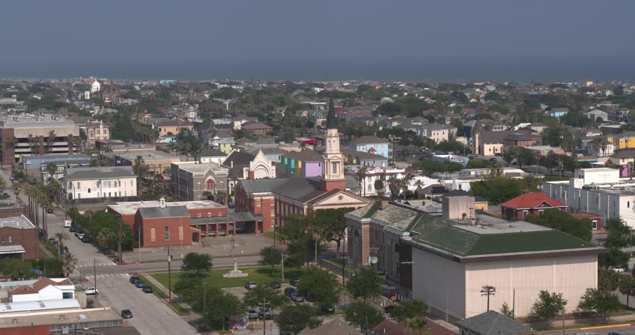 Aerial of Galveston, Texas neighborhoods