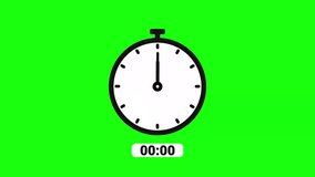 Animation clock 12 hours faster green screen. Stopwatch icon Motion graphics video
