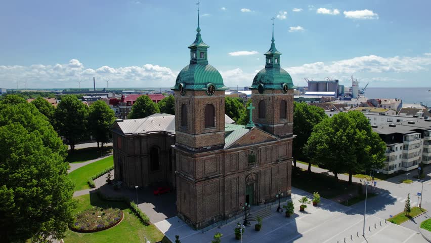 Church in town Landskrona Sweden Royalty-Free Stock Footage #1102989887