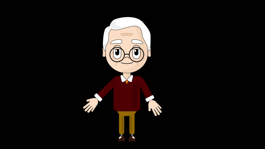 Old Man Grandfather Shocked Animation Character Talking Head Loop Alpha Cartoon Avatar