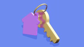 Key with keychain house. Abstract loop animation - Powered by Shutterstock - Get 15% off with code: PIKWIZARD15