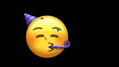 Partying Face Animated Emoji. Alpha channel, transparent background. 4K resolution loop animation.  스톡 비디오