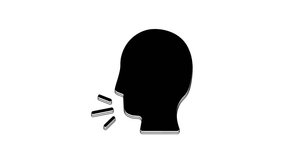 Black Man coughing icon isolated on white background. Viral infection, influenza, flu, cold symptom. Tuberculosis, mumps, whooping cough. 4K Video motion graphic animation..