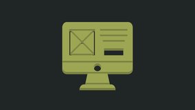 Green UI or UX design icon isolated on black background. 4K Video motion graphic animation.