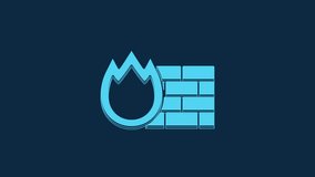 Blue Firewall, security wall icon isolated on blue background. 4K Video motion graphic animation.
