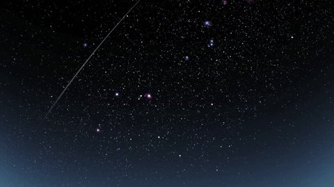 Meteor shower in the beautiful night sky.