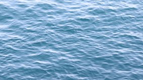 Blue water waves surface, beautiful background with copy space. Fresh drinking water, colorful video. Environmental problems, lack of drinking water, climate change, drought, global warming.