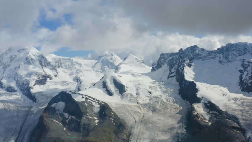 Retreating glacier in the Mount Blanc massif seen from the Val Veny ...