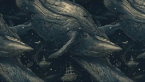 Illustrated Whale and Flying Sailing Ships in Looping 2D Animation - Powered by Shutterstock - Get 15% off with code: PIKWIZARD15