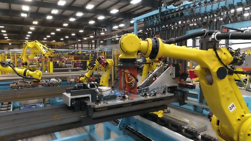 Smart robotic. Robotic Arm. Automated machine. Industrial factory. Robotic equipment. Modern technology and automation. Conveyor line. Royalty-Free Stock Footage #1103028907